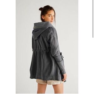 Free People Hooded Brentwood Cardi in Charcoal Gray